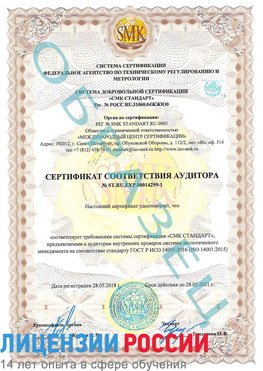 Образец сертификата соответствия аудитора №ST.RU.EXP.00014299-1 Серпухов Сертификат ISO 14001